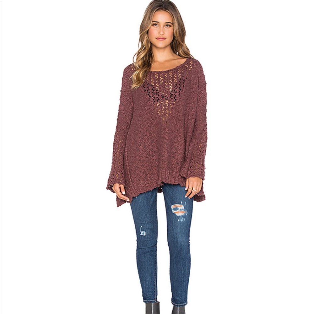 Free People Pretty Pointelle Vee Sweater - Picture 1 of 14